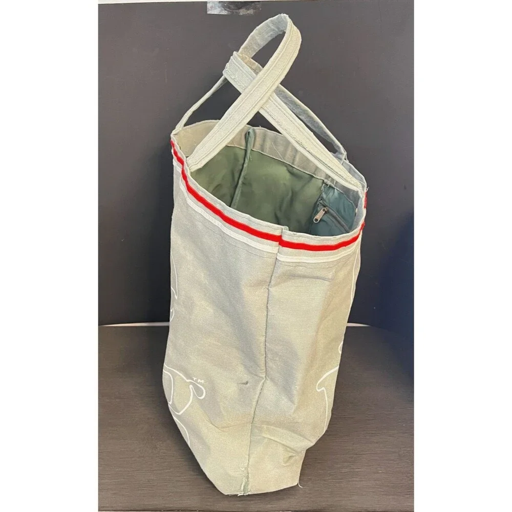 Vintage LE BAG Canvas Tote Bag Teal Grey Shopper Books Crafts Travel Beach Art - Picture 6 of 16
